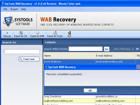 WAB Recovery Software Screenshot 1