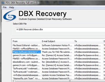 Microsoft Outlook Express DBX Repair Tool Screenshot 1