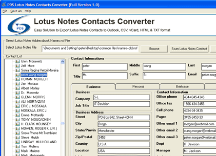 Export Notes Contacts to vCard Screenshot 1