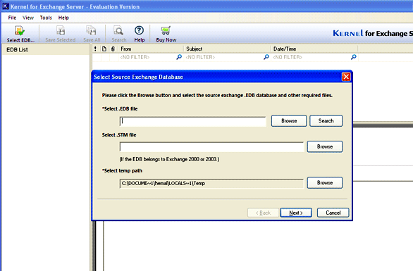 Exchange 2003 Repair Screenshot 1
