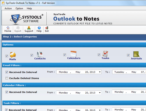 Import Outlook PST Contacts to Notes Screenshot 1