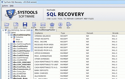 MS SQL Server Repair Database Screenshot 1