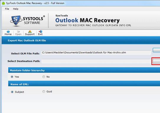 OLM Email Recovery Screenshot 1