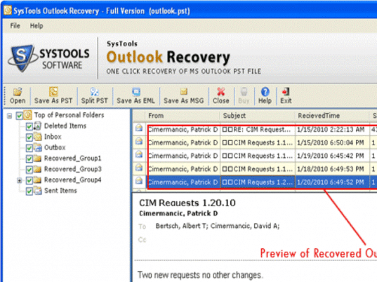 Outlook Recovery Free Tool Screenshot 1