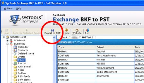 BKF to PST Explorer Screenshot 1