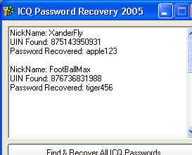 ICQ Password Recovery 2.0 Screenshot 1
