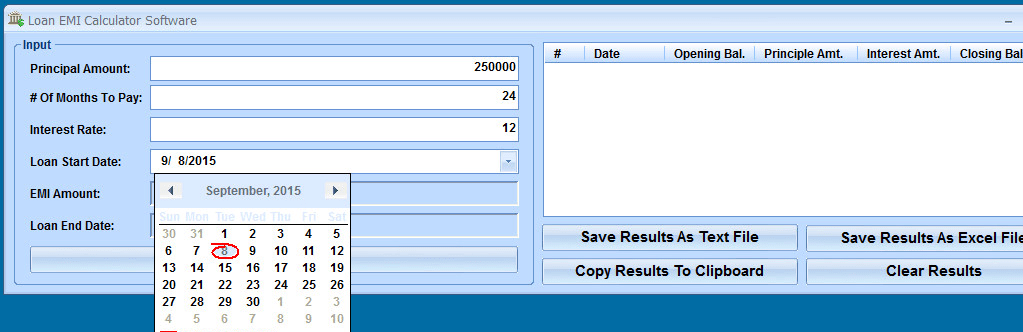 Loan EMI Calculator Software Screenshot 1