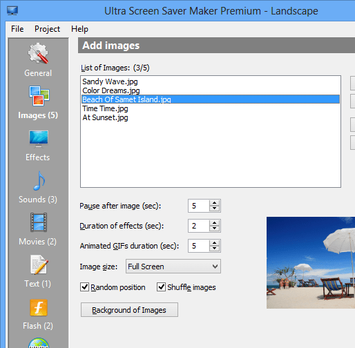 Ultra Screen Saver Maker Screenshot 1