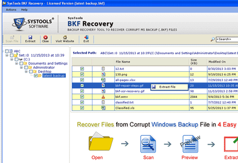 MS Backup File Recovery Tool Screenshot 1