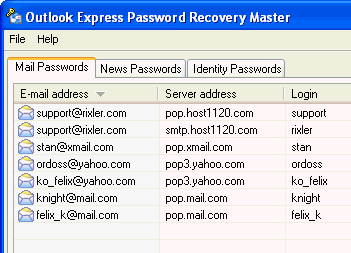 Outlook Express Password Recovery Master Screenshot 1