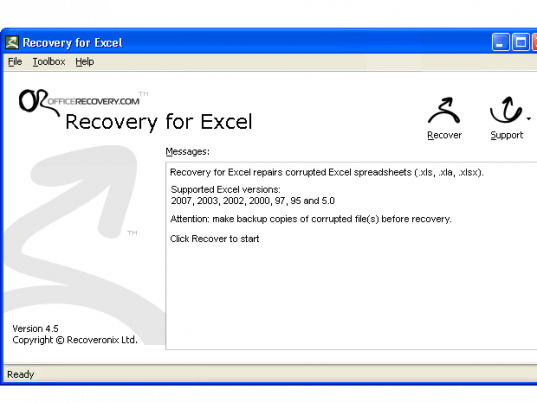 Recovery for Excel Screenshot 1
