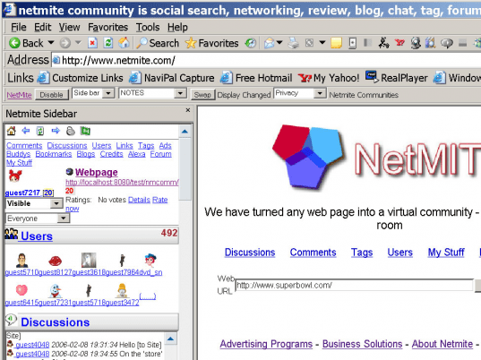 Netmite Communities IE Toolbar Screenshot 1