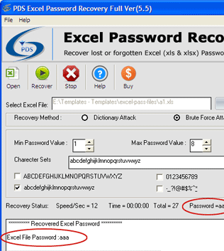 Excel Password Recovery Utility Screenshot 1