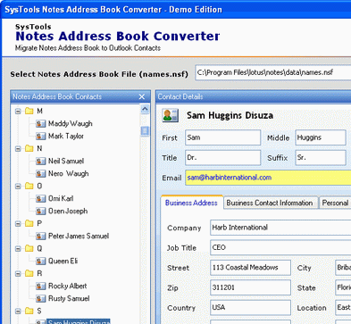 Convert Lotus Notes Contacts to Outlook Screenshot 1