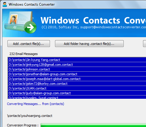 SoftLay Windows Contacts Converter Screenshot 1