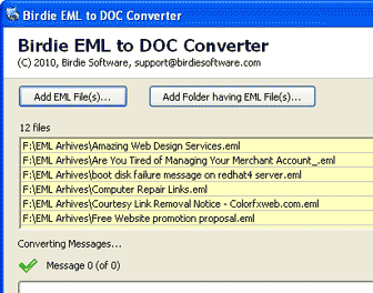 Birdie EML to DOC Converter Screenshot 1