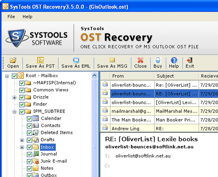 Restore OST File Outlook Screenshot 1