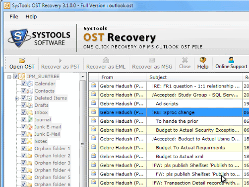 Reading OST File in PST Screenshot 1