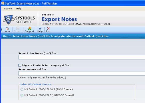 Notes to Outlook PST Freeware Screenshot 1