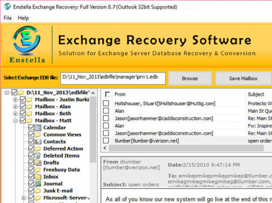 Export Exchange Mailbox to PST File Screenshot 1