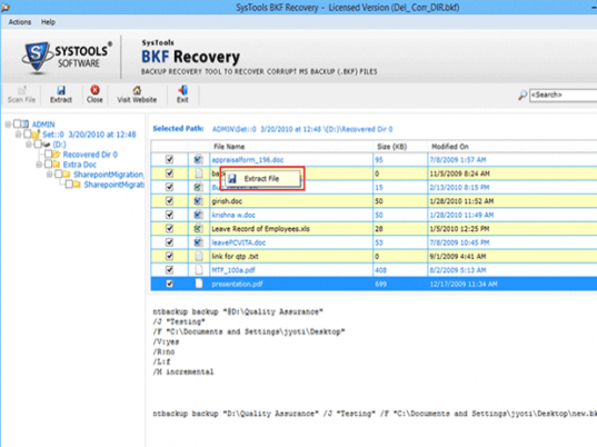 Advanced Windows BKF Recovery Software Screenshot 1