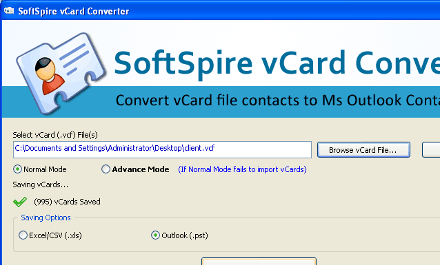vCard to Outlook Converter Free Screenshot 1