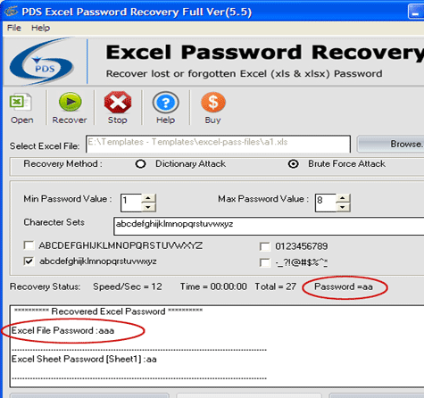 Password Recovery Software for Excel Screenshot 1
