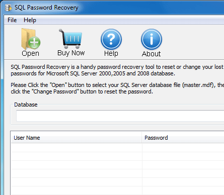 Asunsoft SQL Password Recovery Screenshot 1