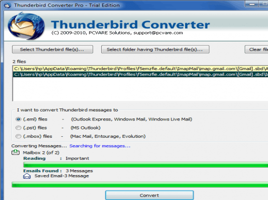 Thunderbird Emails to Outlook Conversion Screenshot 1