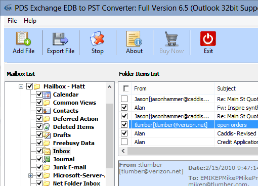 Exchange 2007 EDB Recovery Tool Screenshot 1