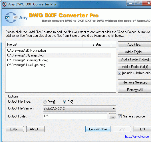 DWG to DXF Converter Pro 2008.2 Screenshot 1