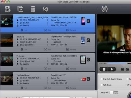 MacX Video Converter Free Edition Screenshot 1