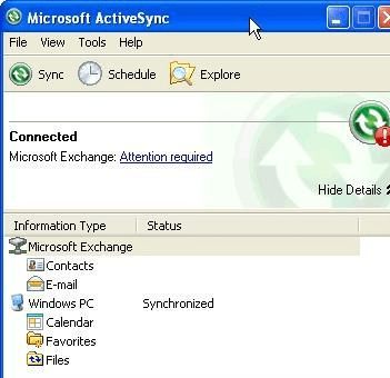 Microsoft ActiveSync Screenshot 1