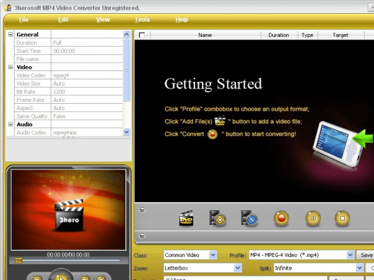 3herosoft MP4 Video Converter Screenshot 1