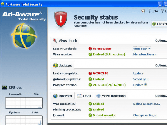 Ad-Aware Total Security Screenshot 1