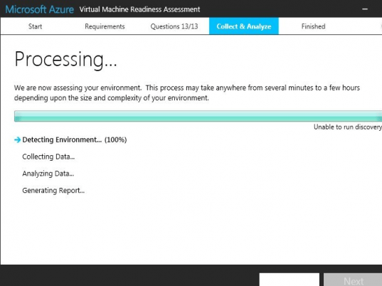 Microsoft Azure Virtual Machine Readiness Assessment Screenshot 1