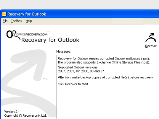 OutlookRecovery Screenshot 1