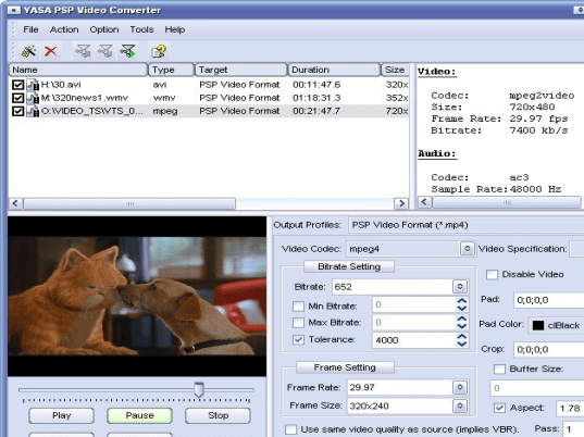 YASA PSP Video Converter Screenshot 1