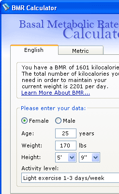 Basal Metabolic Rate Calculator Screenshot 1
