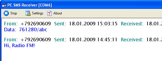 PC SMS Receiver Screenshot 1