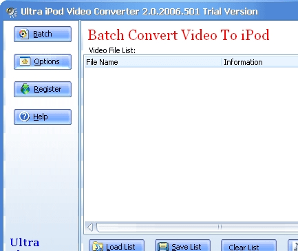 Ultra Video To iPod Converter Screenshot 1