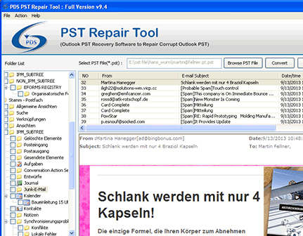 Outlook PST Email Recovery Screenshot 1