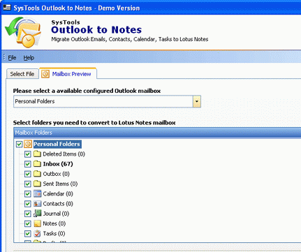 Migrating from Outlook to Lotus Notes Screenshot 1