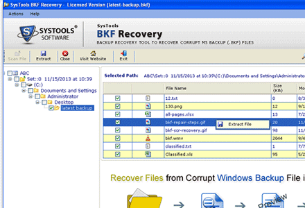 Recovery of Corrupt MS Backup Screenshot 1
