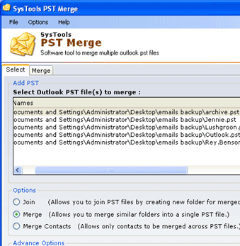 Merging Outlook Archive PST Files Screenshot 1