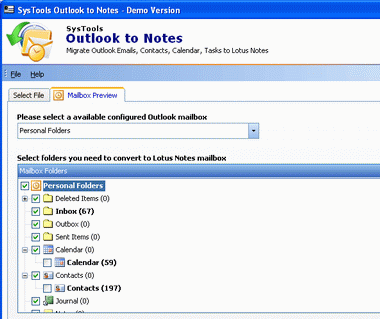 Open PST File with Lotus Notes Screenshot 1
