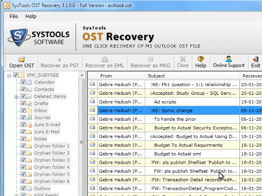 Powerful OST Data Recovery Software Screenshot 1