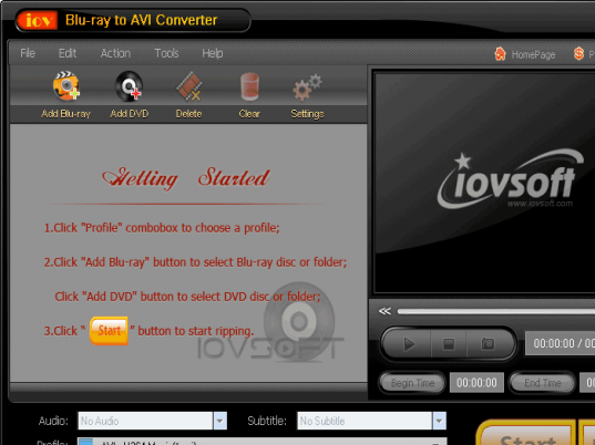 iovSoft Blu-ray to AVI Converter Screenshot 1