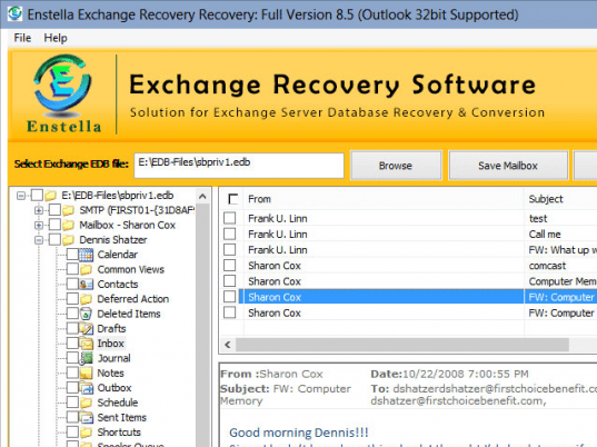 Restore Exchange Database 2003 Screenshot 1