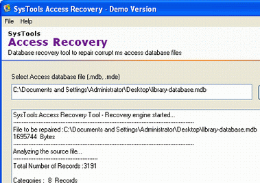 Access File Recovery Tool Screenshot 1